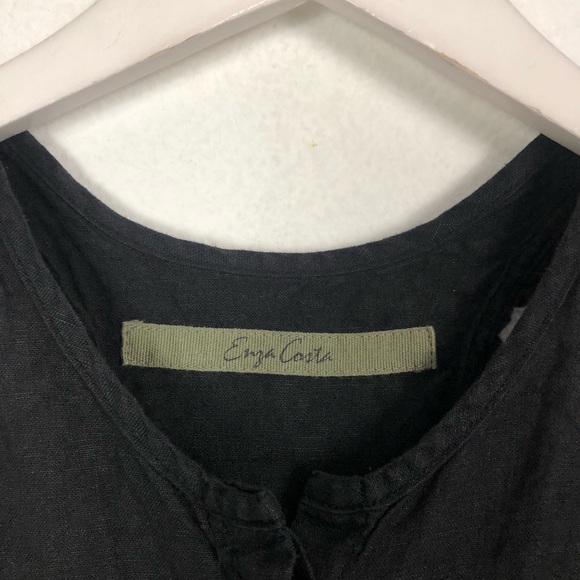 Enza Costa French linen sleeveless button down ruffle black jumpsuit Size 0 - Picture 5 of 9